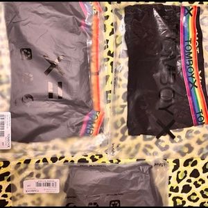 SET OF 3 TOMBOYX Boy Shorts - Black Rainbow NWT Small